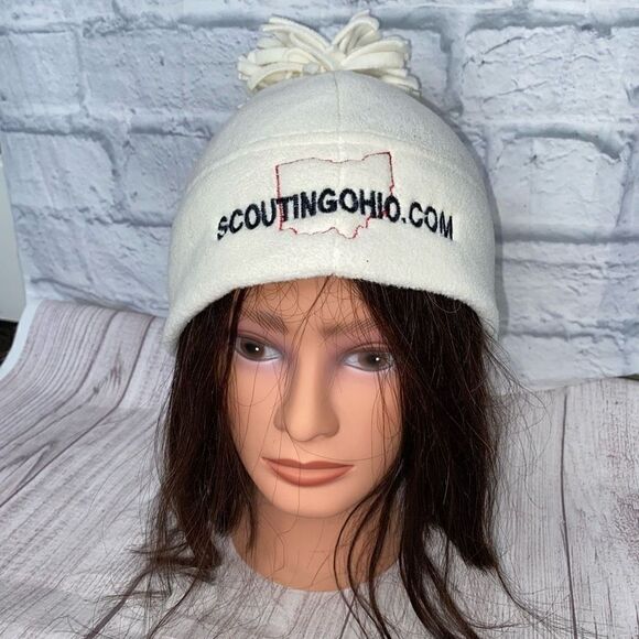 Old navy scouting Ohio logo fleece beanie w/ball white one size - Picture 1 of 5